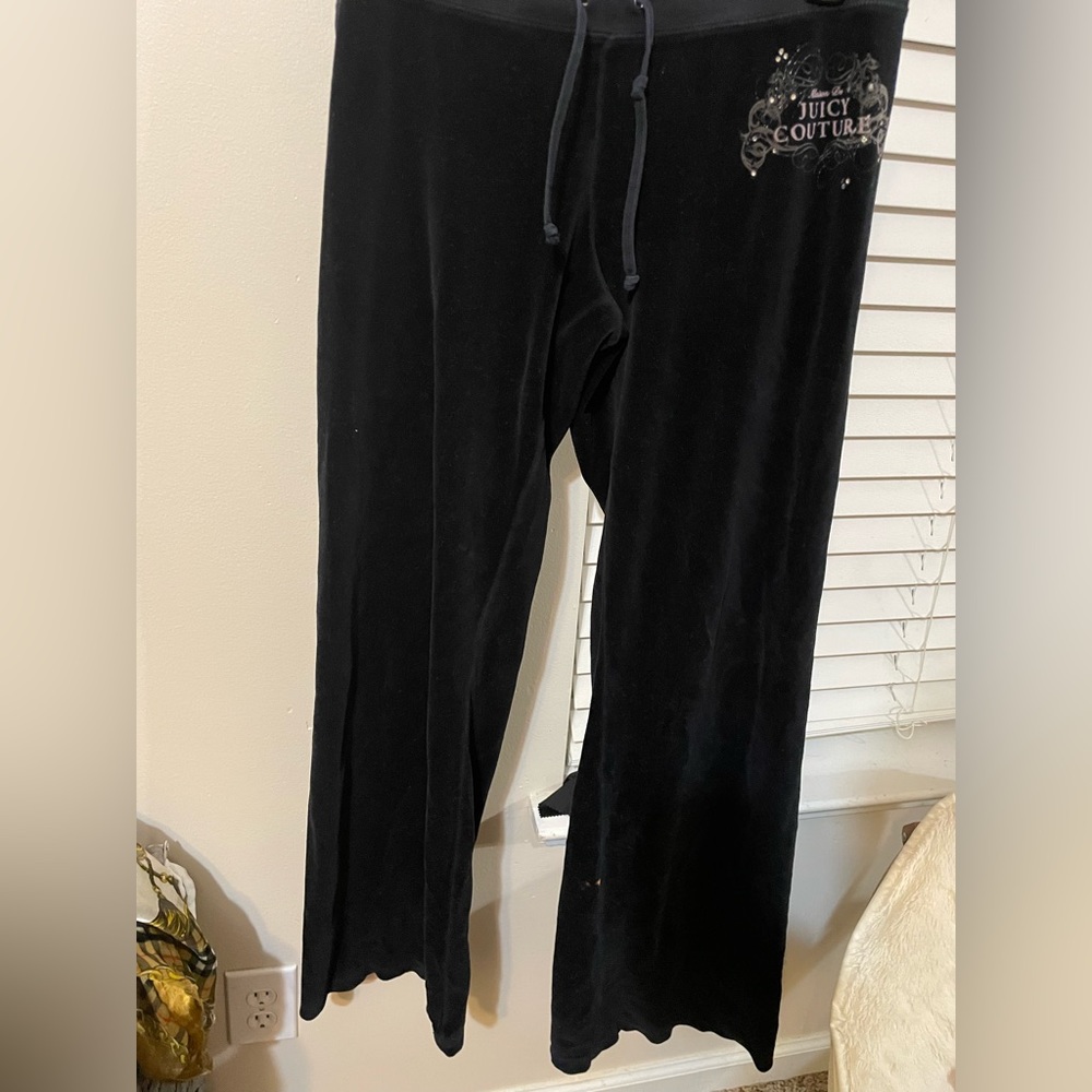 JUICY COUTURE BLACK VELOUR TRACK PANTS